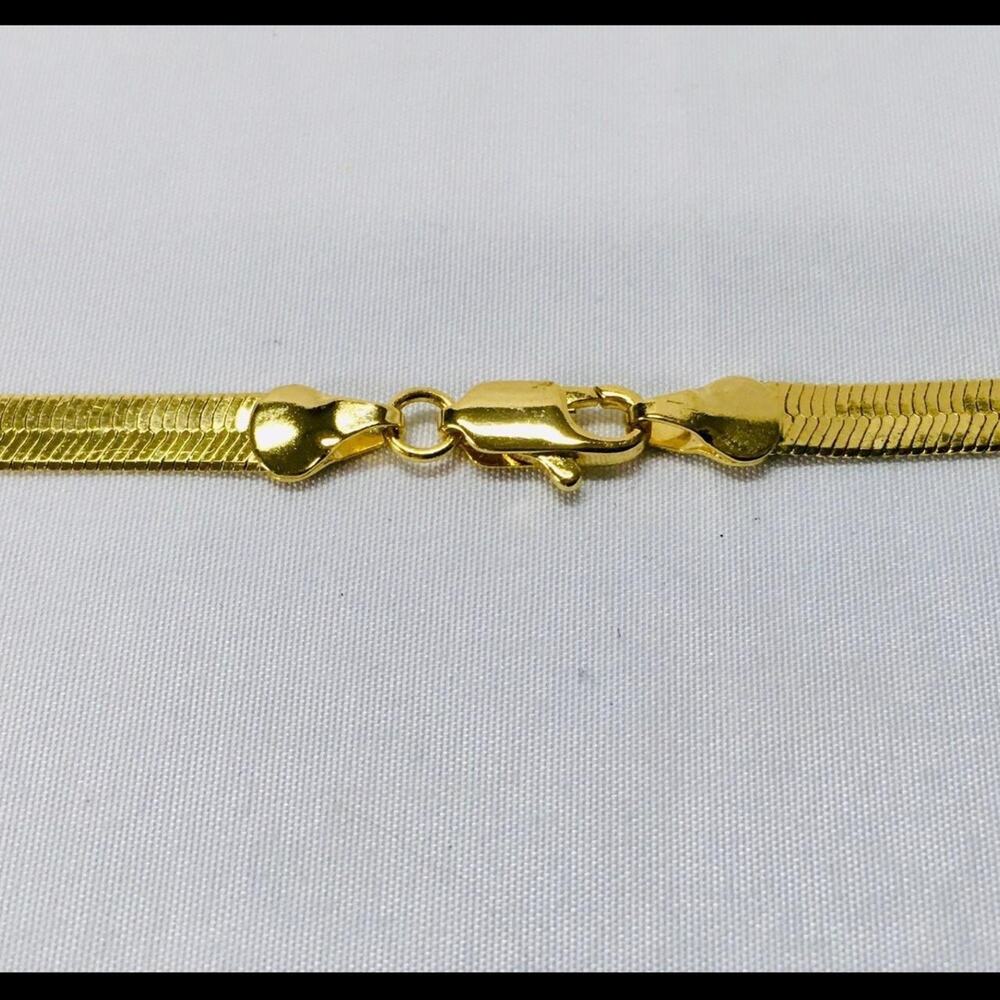 24" Gold Tone Herringbone Necklace - Picture 3 of 5